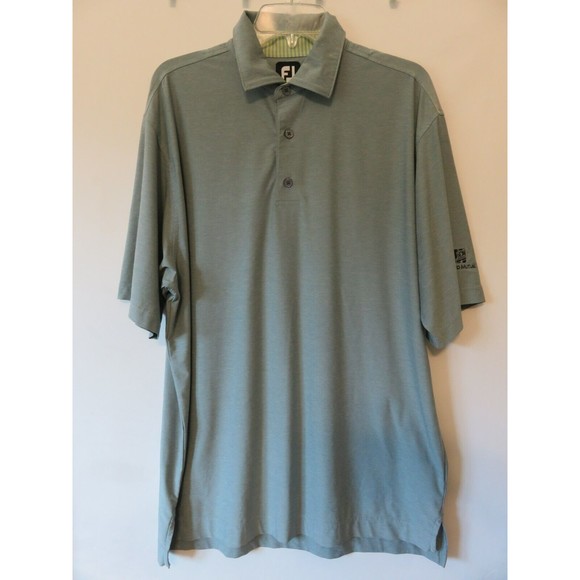 Foot Joy FJ Light Green Golf Polo Shirt Sz L Harford Mutual Logo Athletic EUC - Picture 1 of 9